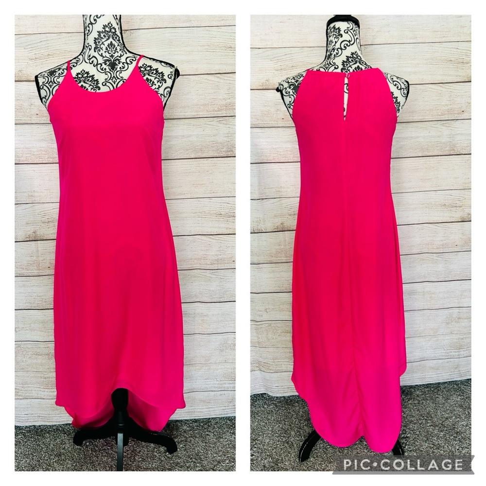 Old Navy Women’s Fuchsia Pink High Low High Neck Keyhole Back Sleeveless Dress